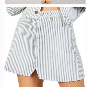 Ética A Line Lucy Stripe Denim Skirt Blue & White 28